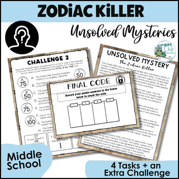 Preview of Zodiac Killer Unsolved Mysteries Escape Room True Crime Reading Activity