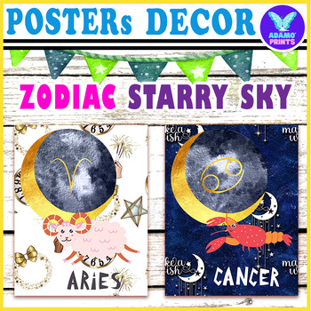 Preview of Zodiac Starry Sky Posters Constellation Astrology Knowledge Bulletin Board Ideas
