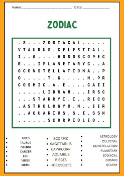 Zodiac chinese new year Word Search puzzles worksheet activity | TPT