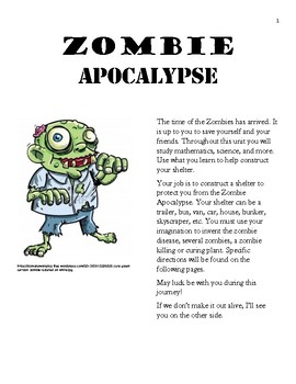 Preview of Zombie Apocalypse Engineering Project (Math, Writing, Science, Geography, etc.)