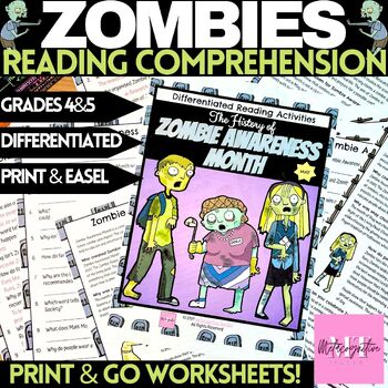 Preview of Zombie Awareness Month Guided Reading Comprehension Worksheets