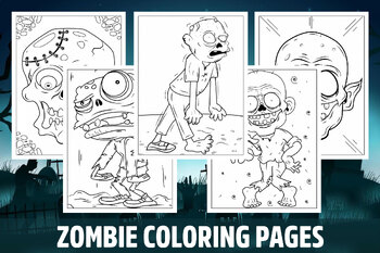 Zombie Coloring Pages for Kids, Girls, Boys, Teens Birthday School Activity