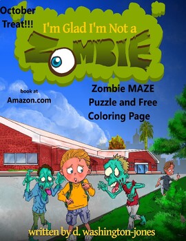 Preview of Zombie Comprehension Maze or Story, Puzzle, Word Search, Song, Coloring page