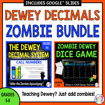 Preview of Zombie Dewey Decimal System BUNDLE - Middle School Library Halloween Alternative