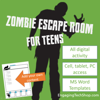 Preview of Zombie Digital Escape room adventure for middle/high school students