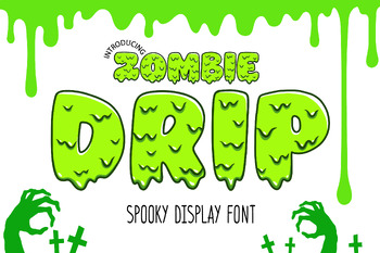 Preview of Zombie Drip Halloween Font, Melted Display Font Bold And Line