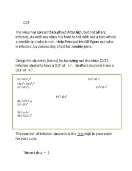 Preview of Zombie Games! (Factoring In Class project.)