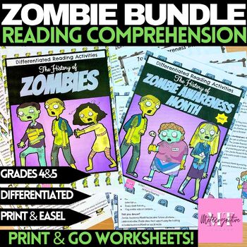 Preview of Zombie Guided Reading Comprehension Bundle