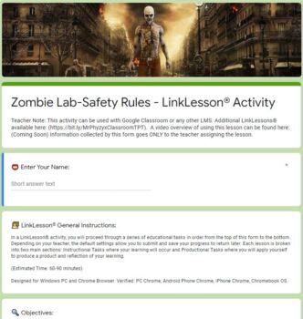 Preview of Zombie Lab Safety LinkLesson® - Online Blended Distance Remote Learning