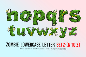 Preview of Zombie Lowercase Letter n to z