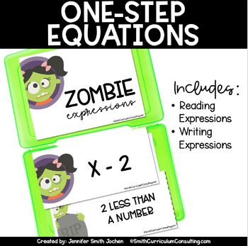 Preview of Halloween Math Zombie Matching Expressions - Word & Standard Form