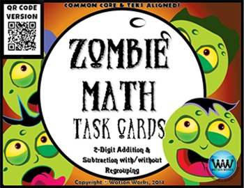 zombie math task cardsqr code version 2 digit addition