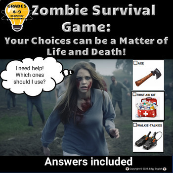 Preview of Zombie Survival Game - ESL Speaking Activity