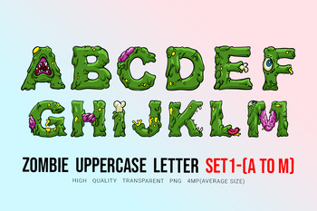 Preview of Zombie Uppercase Letter A to M