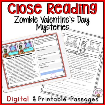 Preview of Zombie Valentine’s Day Reading Passages for Reading Comprehension Practice 