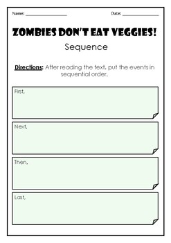 zombie s don t eat veggies sequence graphic organizer by mszzz teach