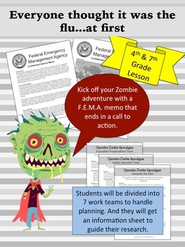 Preview of Zombies Invade Texas Geography 4th and 7th grade (PBL)