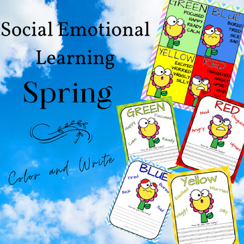 Preview of Spring Flower Social Emotional Learning Writing and Coloring (OT/Social Work)