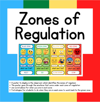 Preview of Zones of Regulaion | Class Poster | Emotion Work | Student Regulation Strategies