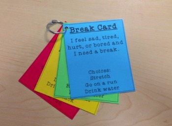 Preview of Self Regulation Break Cards