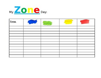 Zones of Regulation Chart - Editable