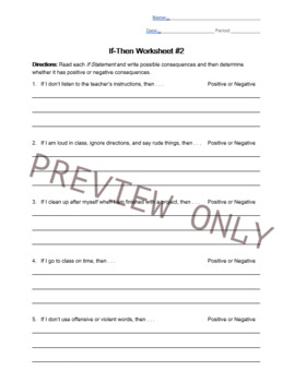 Preview of Zones of Regulation SEL If/Then Worksheet #2