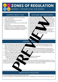 Preview of Zones of Regulation Unit