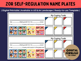 Zones of Regulation (ZOR) Self-Regulation Name Tags Name P