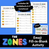 Zones of Self-Regulation Emoji Worksheet Printable Activity