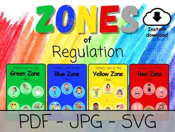 Preview of Zones of regulation flashcards and posters. ADHD and Autism resource