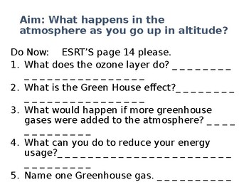 Preview of Zones of the Atmosphere Power Point Presentation w/KEY