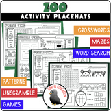 Zoo Activity Placemats (Worksheets | Crossword | Word Sear
