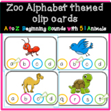 A to Z Alphabet clip cards-animal-themed Beginning Sounds
