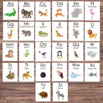 Free Printable Educational Activity - Animal alphabet flash cards