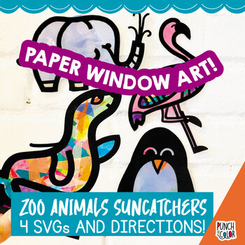 Preview of Zoo Animal Art Crafts for Preschool | Elephant Flamingo Seal Penguin Activity