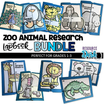 Zoo Animal BUNDLE Research Projects - Ten Zoo Animal Research Lapbooks