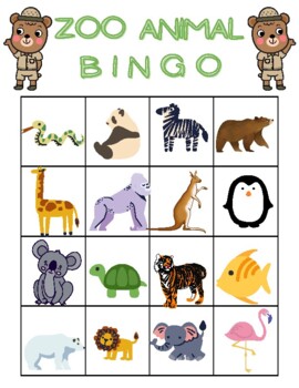 Zoo Animal Bingo by Kylee's Kinders | TPT