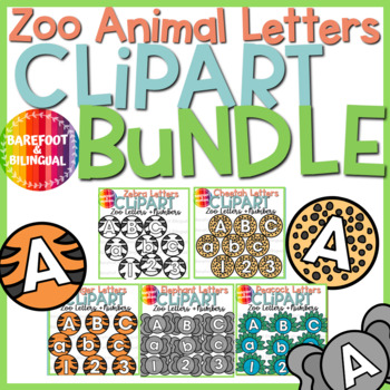 Preview of Zoo Animal Clip Art - Zoo Letters and Numbers Clipart Bundle