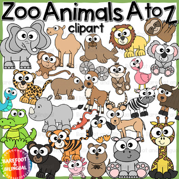 Preview of Zoo Animal Clipart A to Z - Zoo Beginning Sounds Clipart