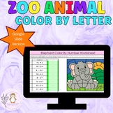Zoo Animal Color by Number Math Worksheet Google Slide Ver