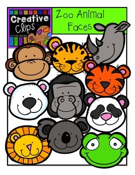 Preview of Zoo Animal Faces {Creative Clips Digital Clipart}