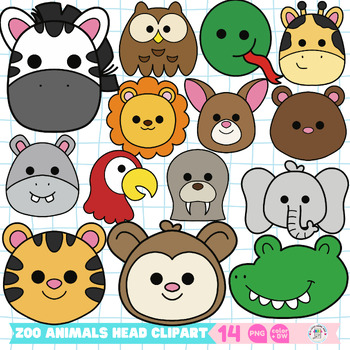 Preview of Zoo Animal Heads Clipart