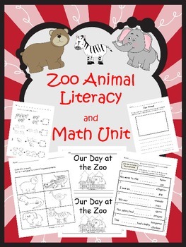 Preview of Zoo Animals | Literacy and Math | Writing | Reading | Addition