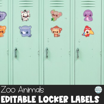 Preview of Zoo Animal Locker Labels – Editable Name Tags for Cubbies or Coat Hooks