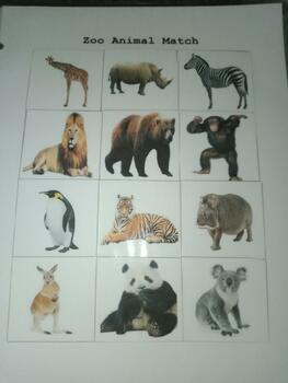 zoo animal match by the preschooling parent teachers pay teachers