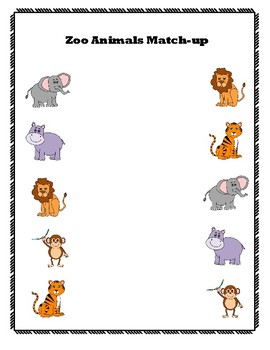 Zoo Animal Match-up by TheSchoolSloth | TPT