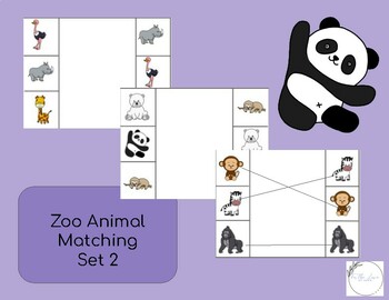 Preview of Zoo Animal Matching | Visual Discrepency | Set 2 - Low Prep