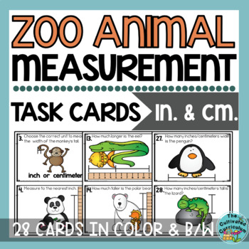Preview of Zoo Animal Measurement Task Cards Inches & Centimeters