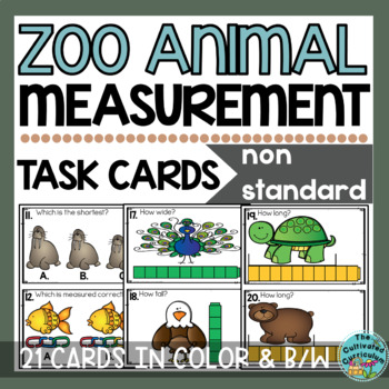 Zoo Animal Measurement Task Cards Non Standard by The Cultivated Curriculum
