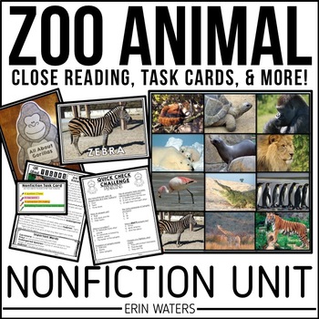 Preview of Zoo Animal Nonfiction Unit: Close Reading Passages & Activities